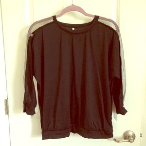 Black sheer strip sleeve top size XXL NWOT